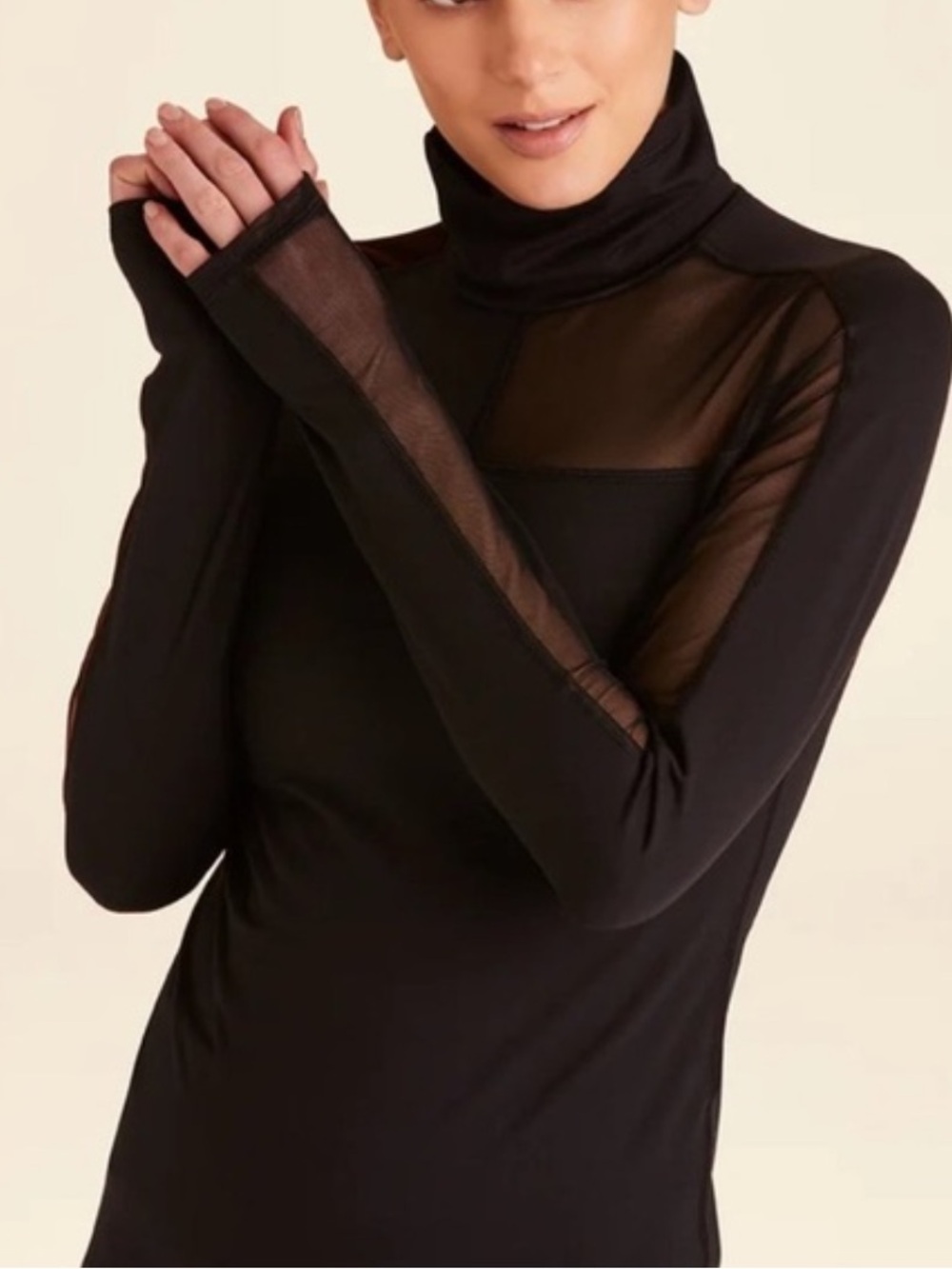 Alala Race Turtleneck with Velvet and Mesh Accents